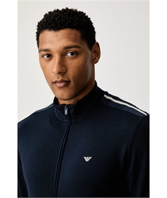 Tuta da Uomo Longewear con ZIp in Cotone Felpato Emporio Armani. Colore: Bleu