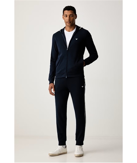 Tuta Loungewear Uomo Con Zip e Cappuccio in Cotone Emporio Armani Underwea. Colore: Nero