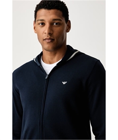 Tuta Loungewear Uomo Con Zip e Cappuccio in Cotone Emporio Armani Underwea. Colore: Nero