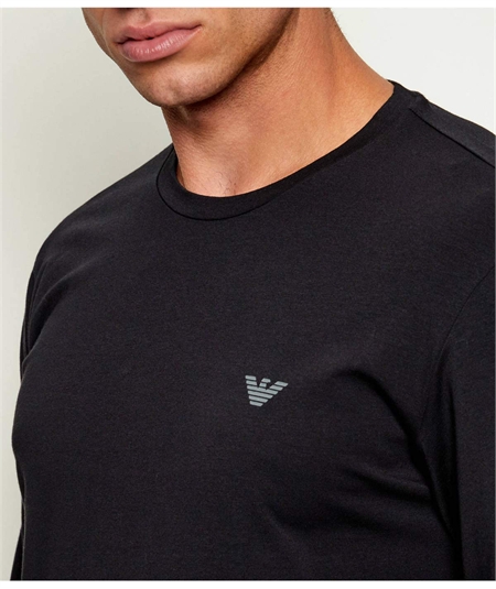 EM000616 AF25026 Pigiama Uomo Girocollo in Jersey di Cotone Elasticizzato con Polsini Emporio Armani. Colore: Blu