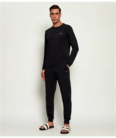 EM000616 AF25026 Pigiama Uomo Girocollo in Jersey di Cotone Elasticizzato con Polsini Emporio Armani. Colore: Blu