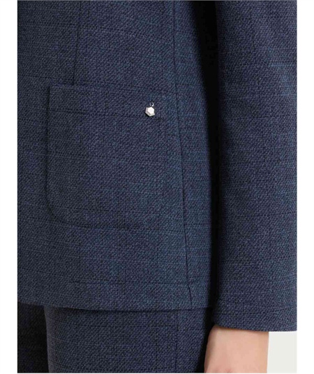 Ragno DT60GA - Giacca Donna Manica Lunga con 2 Bottoni in Tessuto Jacquard. Colore: Fantasia Bleu 078F