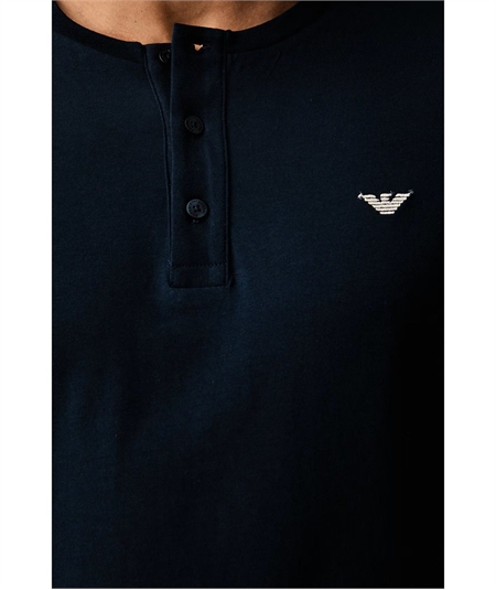 EM0003782 AF25040 Pigiama Uomo Lungo serafino in 100% Cotone Emporio Armani. Colore: Blu