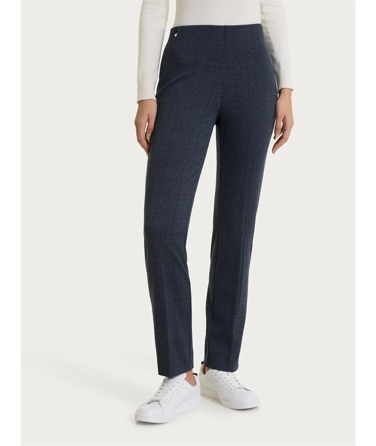 Ragno DT60PO - Pantalone Donna Dritto Invernale con Tweed Pattern in Tessuto Jacquard. Colorte: Fant. Bleu 078F