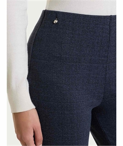 Ragno DT60PO - Pantalone Donna Dritto Invernale con Tweed Pattern in Tessuto Jacquard. Colorte: Fant. Bleu 078F