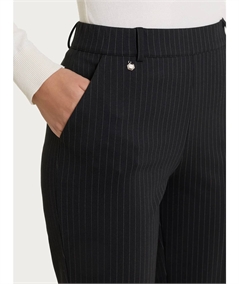Ragno DT59PP -  Pantalone Donna Invernale Fantasia Gessato Dritto con Tasche in Tessuto Jacquard. Colore: Fant. Nero 020F