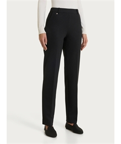 Ragno DT59PP -  Pantalone Donna Invernale Fantasia Gessato Dritto con Tasche in Tessuto Jacquard. Colore: Fant. Nero 020F