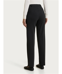 Ragno DT59PP -  Pantalone Donna Invernale Fantasia Gessato Dritto con Tasche in Tessuto Jacquard. Colore: Fant. Nero 020F