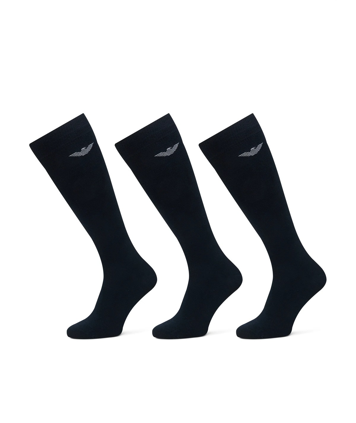 EM000556 AF14446 Emporio Armani Tripack di Calze Uomo Lunghe in Caldo Cotone Stretch con Logo. Colore: Nero
