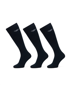 EM000556 AF14446 Emporio Armani Tripack di Calze Uomo Lunghe in Caldo Cotone Stretch con Logo. Colore: Nero