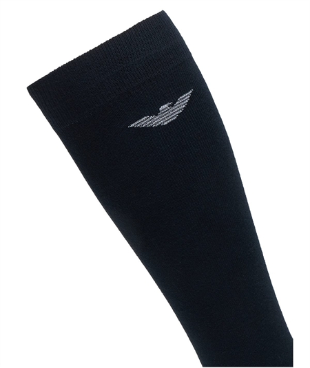 EM000556 AF14446 Emporio Armani Tripack di Calze Uomo Lunghe in Caldo Cotone Stretch con Logo. Colore: Nero