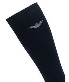 EM000556 AF14446 Emporio Armani Tripack di Calze Uomo Lunghe in Caldo Cotone Stretch con Logo. Colore: Nero