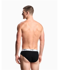 EM000258 AF14131 Set di 3 Slip Uomo Emporio Armani in Cotone Elasticizzato. Colore: Nero