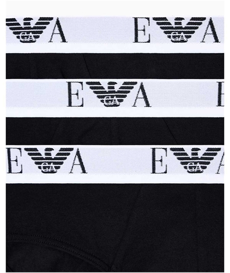 EM000258 AF14131 Set di 3 Slip Uomo Emporio Armani in Cotone Elasticizzato. Colore: Nero