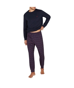 EM000617AF14994 Pigiama girocollo in cotone interlock Emporio Armani. Colore Bleu