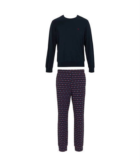 EM000617AF14994 Pigiama girocollo in cotone interlock Emporio Armani. Colore Bleu