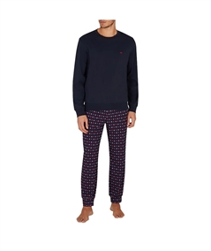 EM000617AF14994 Pigiama girocollo in cotone interlock Emporio Armani. Colore Bleu