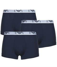 Set di 3 Boxer Uomo Emporio Armani in Cotone Elasticizzato. Colore: Blu