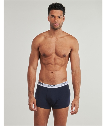 Set di 3 Boxer Uomo Emporio Armani in Cotone Elasticizzato. Colore: Blu