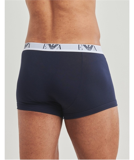 Set di 3 Boxer Uomo Emporio Armani in Cotone Elasticizzato. Colore: Blu