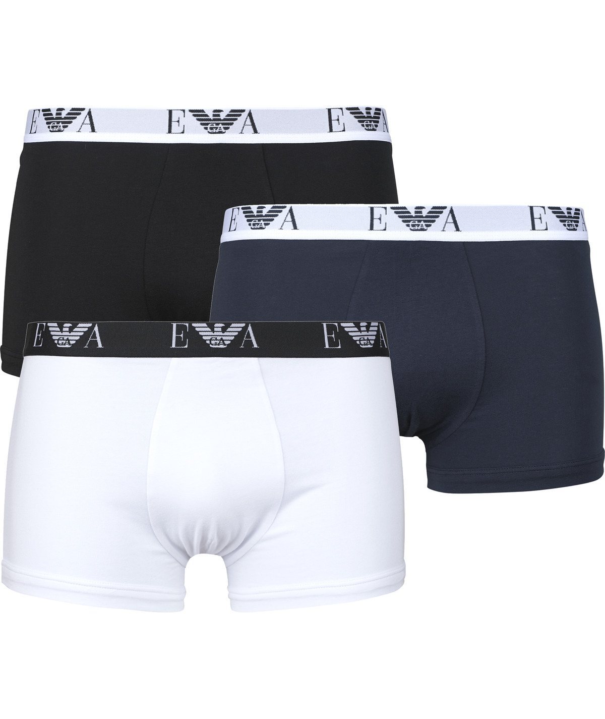 Set di 3 Boxer Uomo Emporio Armani in Cotone Elasticizzato. Colore: Assortito Bianco Nero Blu