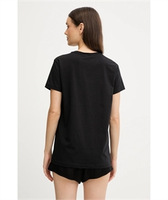 Maglietta Donna con Logo in Cotone con Strass - Emporio Armani. Colore: Nero