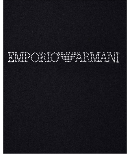 Maglietta Donna con Logo in Cotone con Strass - Emporio Armani. Colore: Nero