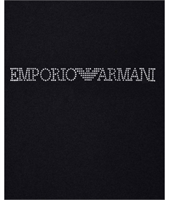 Maglietta Donna con Logo in Cotone con Strass - Emporio Armani. Colore: Nero