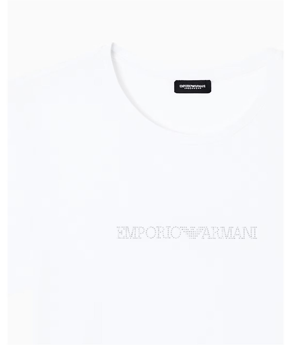 Maglietta Donna con Logo in Cotone con Strass - Emporio Armani. Colore: Bianco