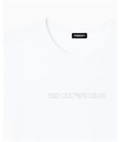 Maglietta Donna con Logo in Cotone con Strass - Emporio Armani. Colore: Bianco