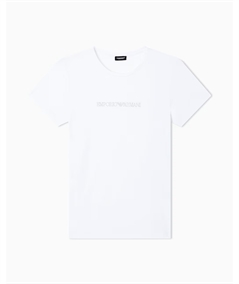 Maglietta Donna con Logo in Cotone con Strass - Emporio Armani. Colore: Bianco