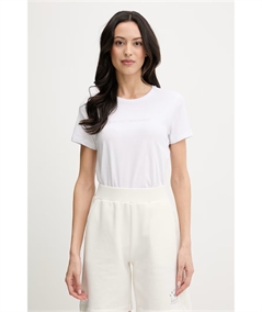 Maglietta Donna con Logo in Cotone con Strass - Emporio Armani. Colore: Bianco