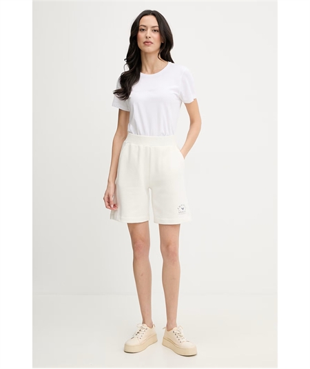 Maglietta Donna con Logo in Cotone con Strass - Emporio Armani. Colore: Bianco
