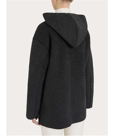 Giaccone Donna con Cappuccio in Tessuto Vegan. Colore: Oscuro Melange 489M