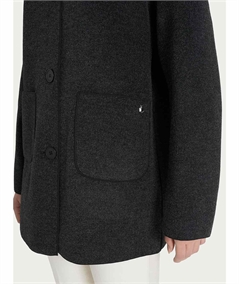 Giaccone Donna con Cappuccio in Tessuto Vegan. Colore: Oscuro Melange 489M