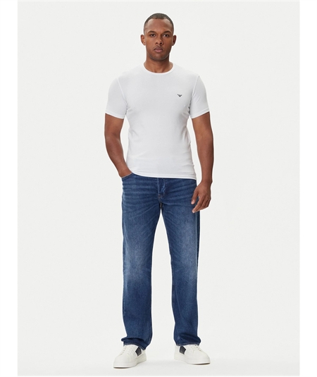 EM000379 AF14133 T-Shirt girocollo in cotone strech Emporio Armani- Bianco
