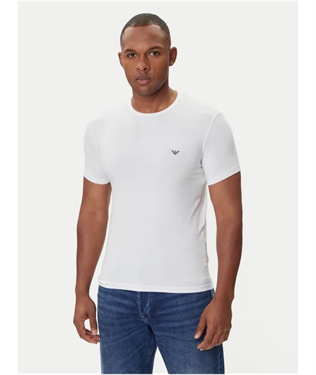 EM000379 AF14133 T-Shirt girocollo in cotone strech Emporio Armani- Bianco