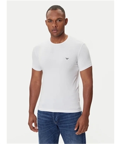 EM000379 AF14133 T-Shirt girocollo in cotone strech Emporio Armani- Bianco