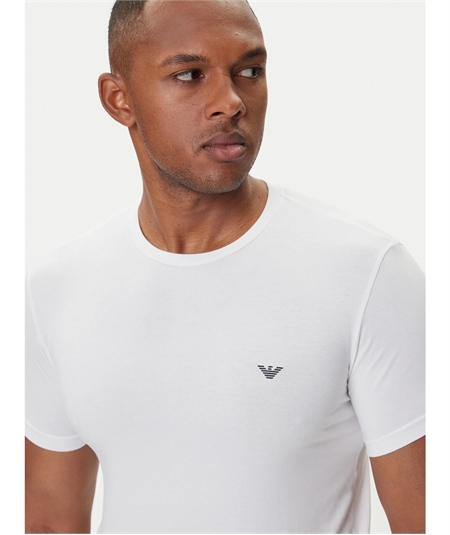 EM000379 AF14133 T-Shirt girocollo in cotone strech Emporio Armani- Bianco