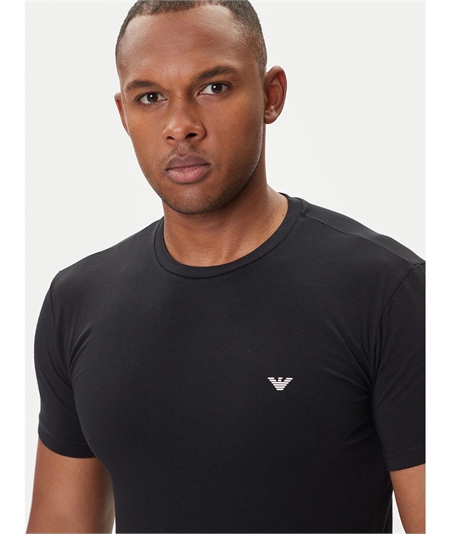EM000379 AF14133 T-Shirt girocollo in cotone strech Emporio Armani- Nero