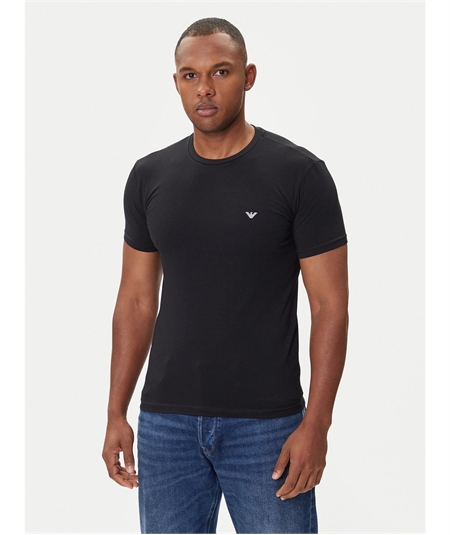 EM000379 AF14133 T-Shirt girocollo in cotone strech Emporio Armani- Nero