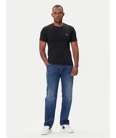 EM000379 AF14133 T-Shirt girocollo in cotone strech Emporio Armani- Nero