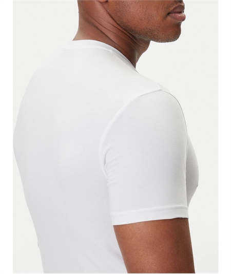EM000379 AF14133 T-Shirt girocollo in cotone strech Emporio Armani- Bianco