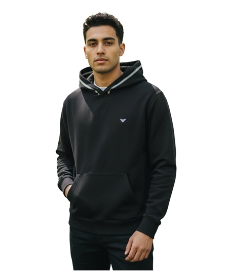 EM0001921 AF2024 Tuta Loungewear Uomo con Cappuccio in Cotone Emporio Armani Underwear. Colore: Nero