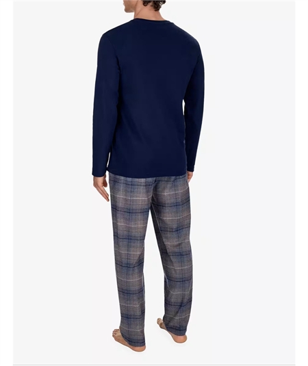 EM000613 AF25057 Pigiama Uomo Lungo con Maglia Girocollo e Pantaloni di Flanella Emporio Armani. Colore: Blu