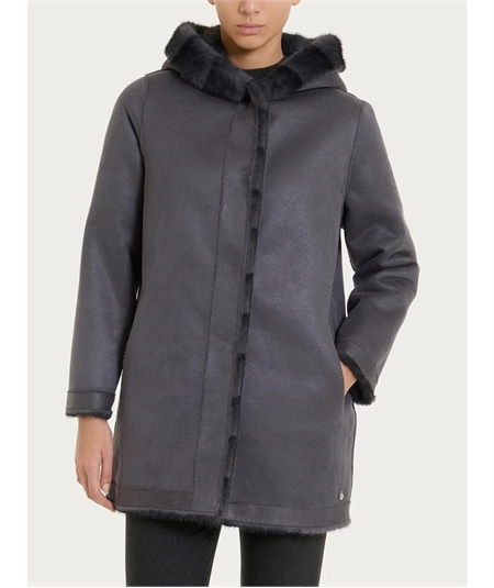 Ragno DQ43KU - Giaccone Donna Reversibile Effetto Visone e Montone Ragno. Colore: Tornado D86F