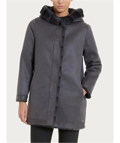 Ragno DQ43KU - Giaccone Donna Reversibile Effetto Visone e Montone Ragno. Colore: Tornado D86F