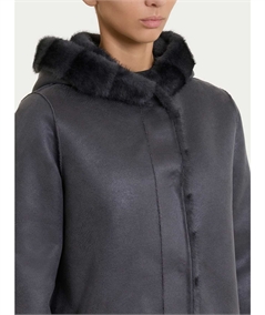 Ragno DQ43KU - Giaccone Donna Reversibile Effetto Visone e Montone Ragno. Colore: Tornado D86F