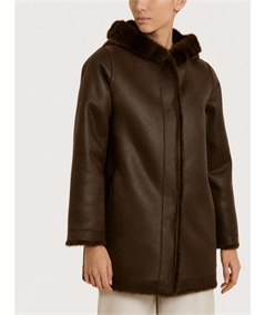 Ragno DQ43KU - Giaccone Donna Reversibile Effetto Visone e Montone Ragno. Colore: Chocolate A75F