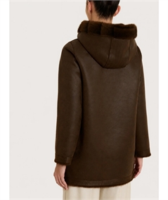 Ragno DQ43KU - Giaccone Donna Reversibile Effetto Visone e Montone Ragno. Colore: Chocolate A75F